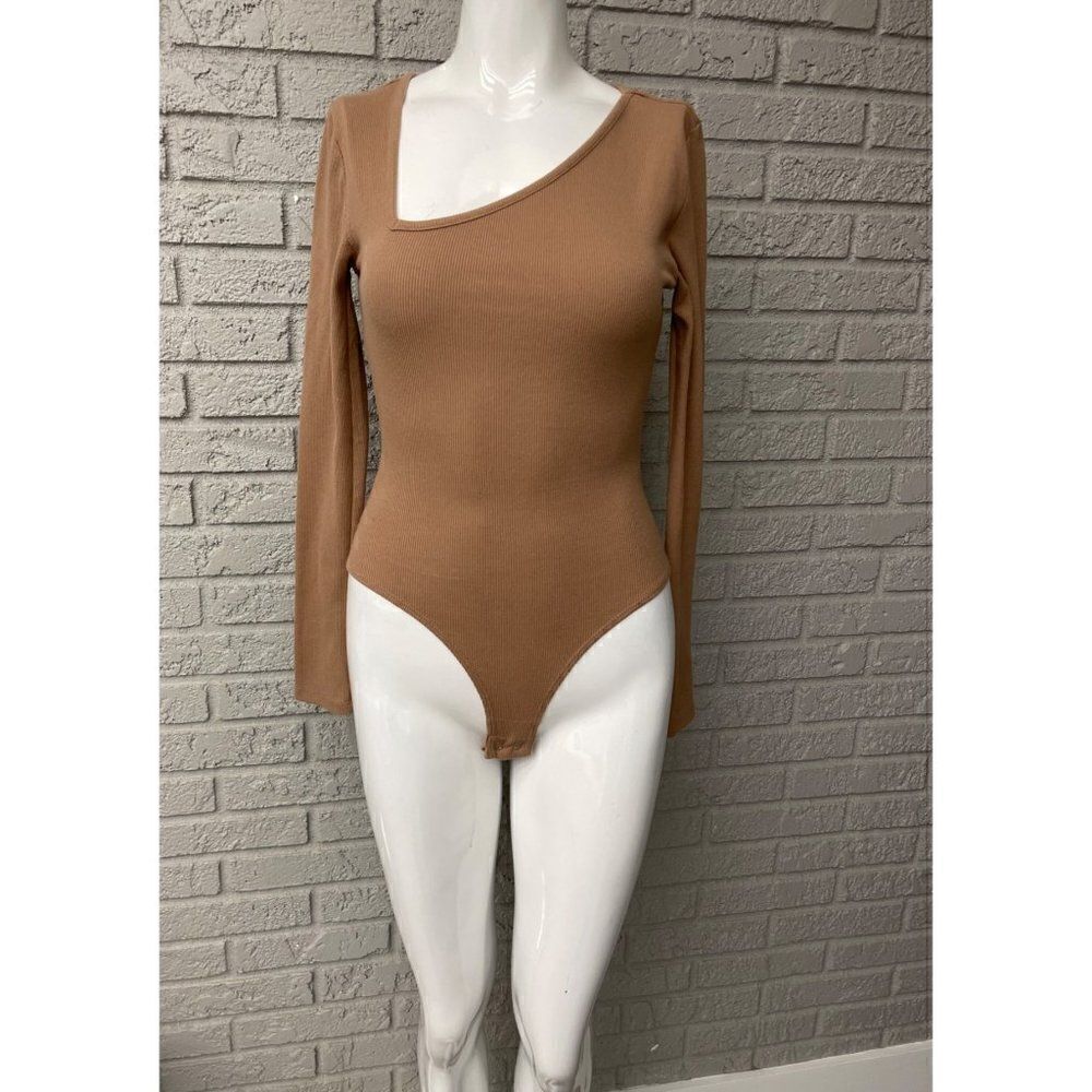 7 For All Mankind Asymmetrical Long Sleeve Bodysuit Size S